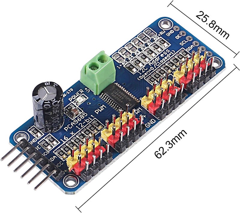 hiBCTR 10 Pieces of PCA9685 16-Channel 12-bit PWM Servo Motor Driver IIC Modules, Suitable for Arduino Robots. - Image 4